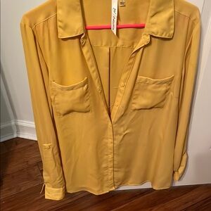 Yellow Button-Up Blouse